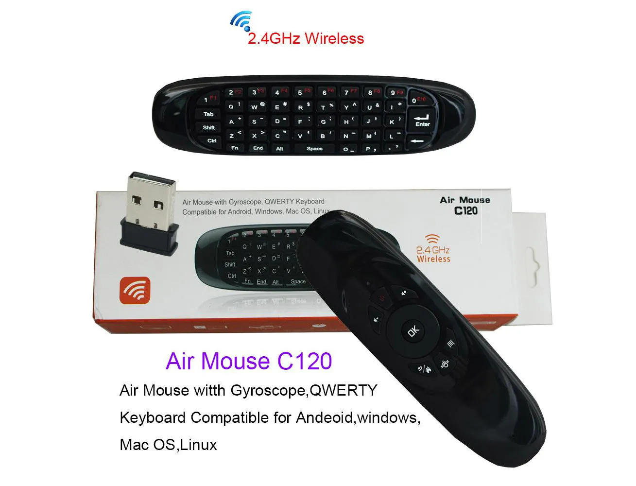 Air Mouse C120 2.4G Mini Keyboard for Android Smart TV Box Windows macOS - Image 2