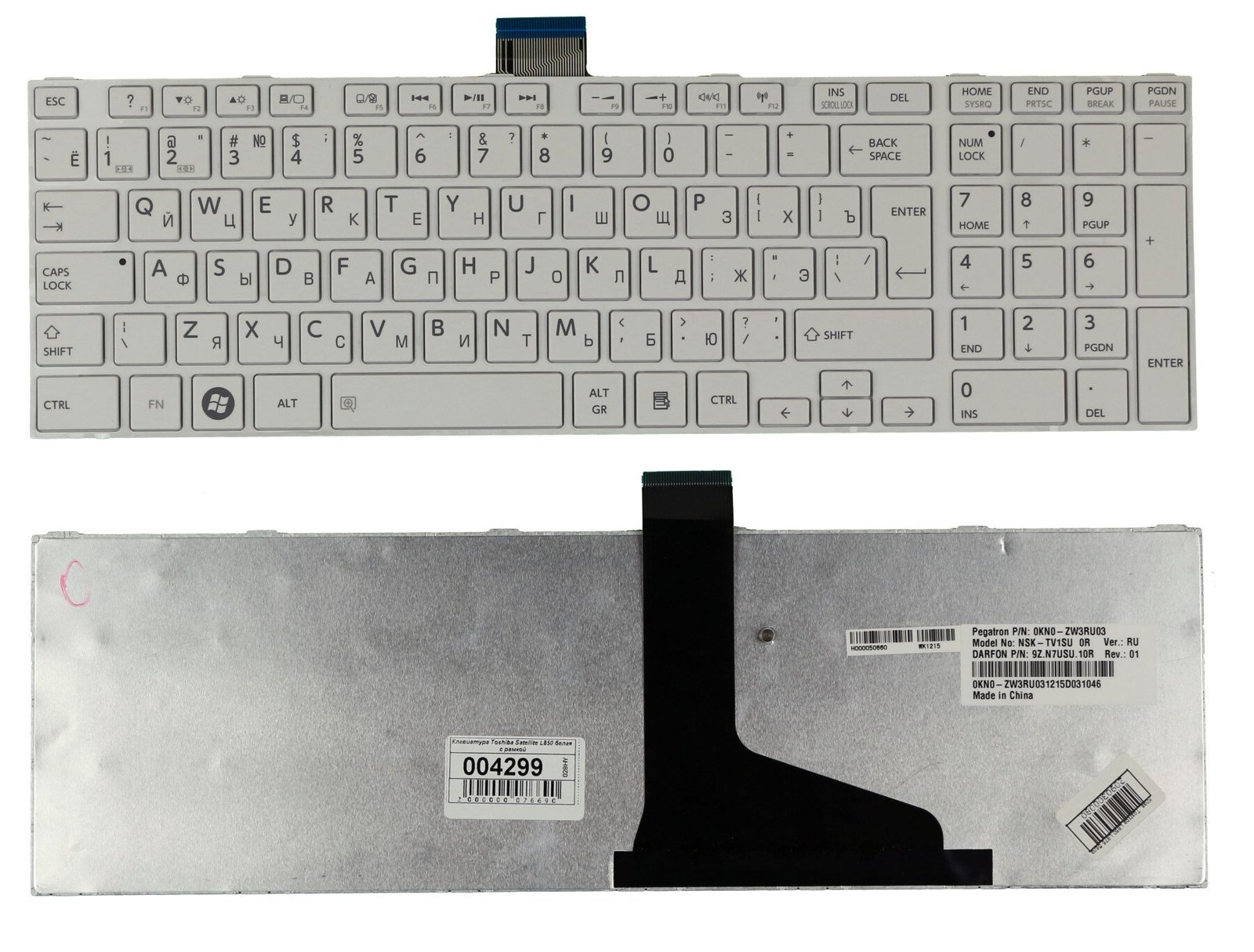Laptop Keyboard for Toshiba Satellite C850 C855 C855D MP-11B93US-9305 English US White