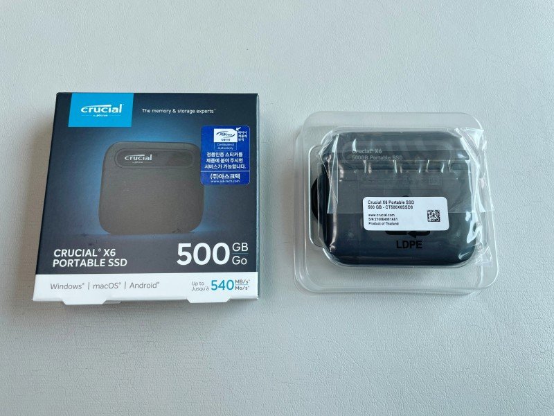 Crucial X6 500GB Portable SSD – Up to 540MB/s – USB 3.2 – External Solid State Drive, USB-C - CT500X6SSD9