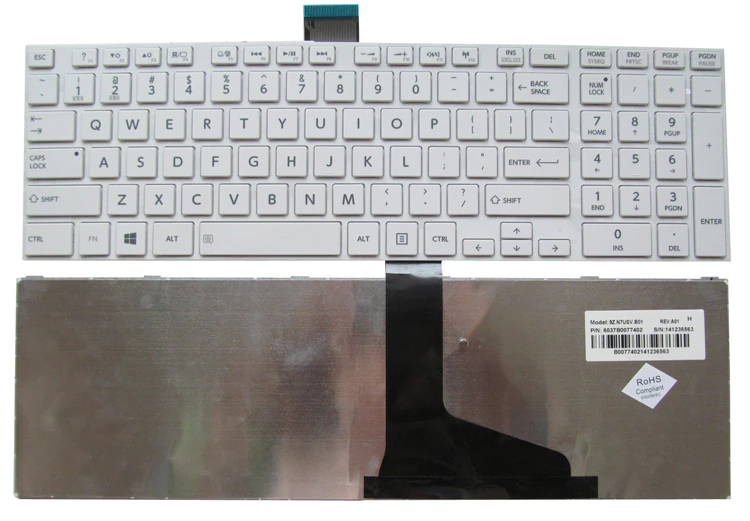 Laptop Keyboard for Toshiba Satellite C850 C855 C855D MP-11B93US-9305 English US White - Image 6