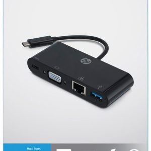 HP Type C (USB C) to USB-C+VGA+USB 3.0 & Gigabit Ethernet Multi Port Hub-(5NA85PA) HP 38773 RJ45 Adapter - image 3