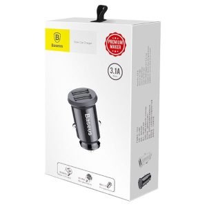 Baseus Grain Car Charger (Dual USB 5V 3.1A ) CCALL-ML01 Black - image 2