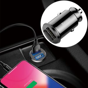 Baseus Grain Car Charger (Dual USB 5V 3.1A ) CCALL-ML01 Black
