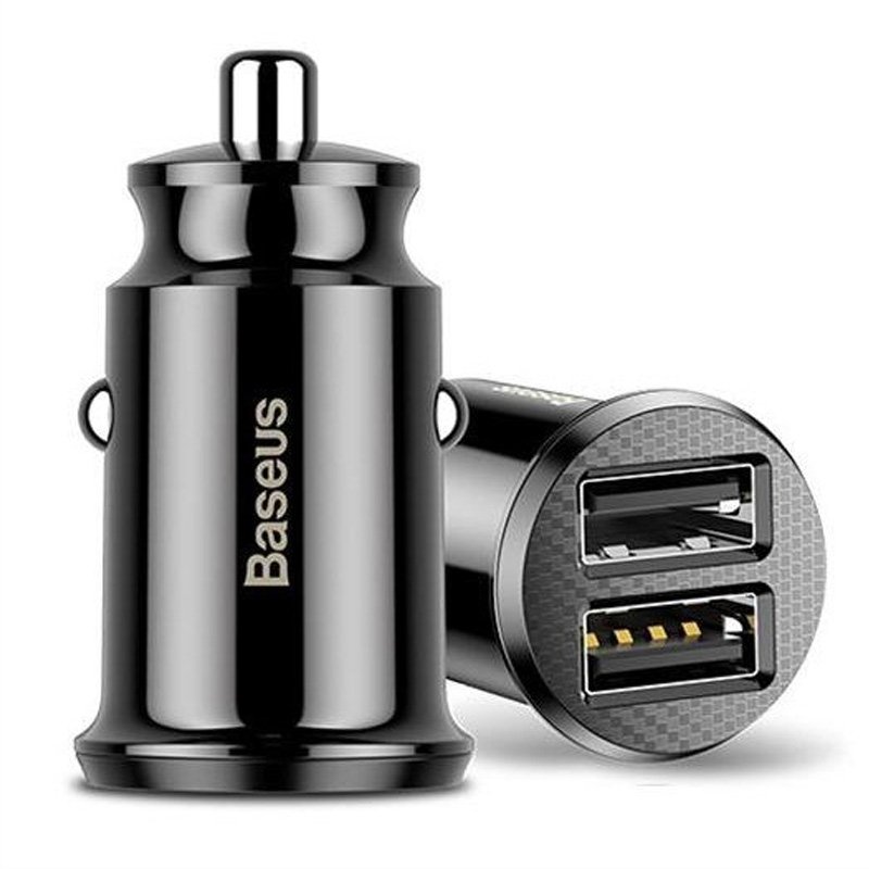Baseus Grain Car Charger (Dual USB 5V 3.1A ) CCALL-ML01 Black - Image 3