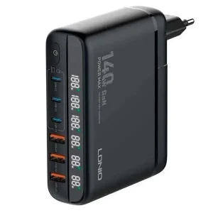 LDNIO A6140C 140W Gan 6 Port USB +Type C PD Desktop Fast Charger With LED Display - image 2