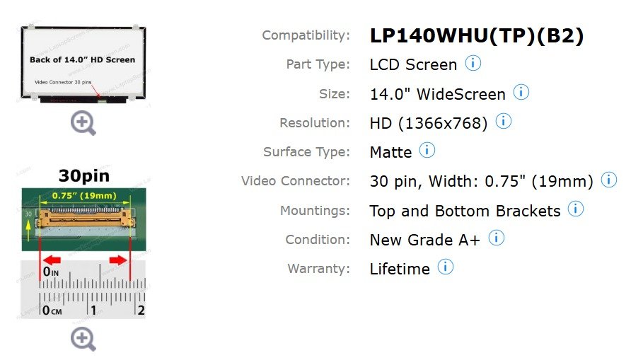 14.0 LED SLIM 30PIN 720P