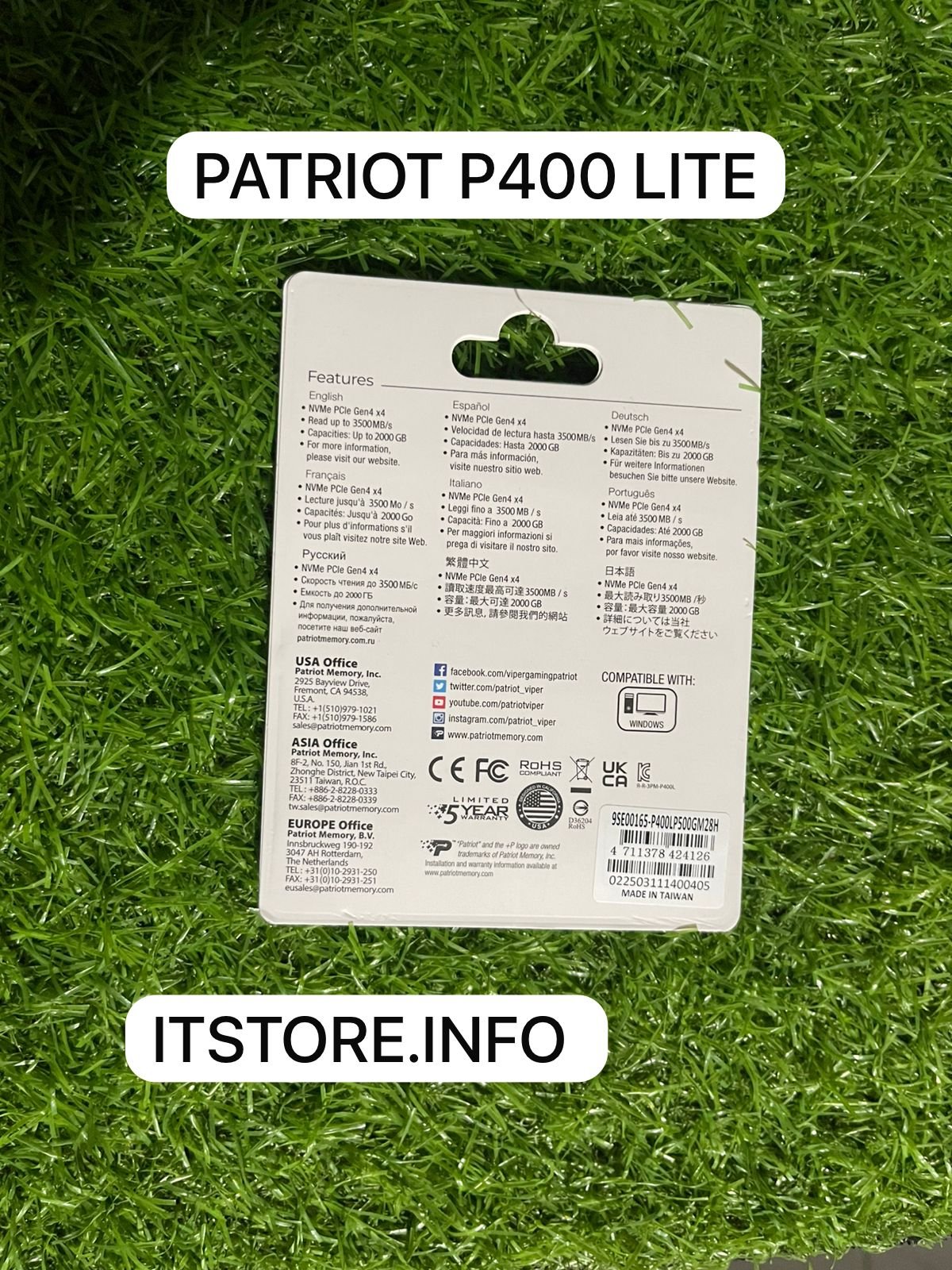 Patriot P400 Lite 500GB NVMe Gen4 x4 SSD price in Pakistan Faisalabad.