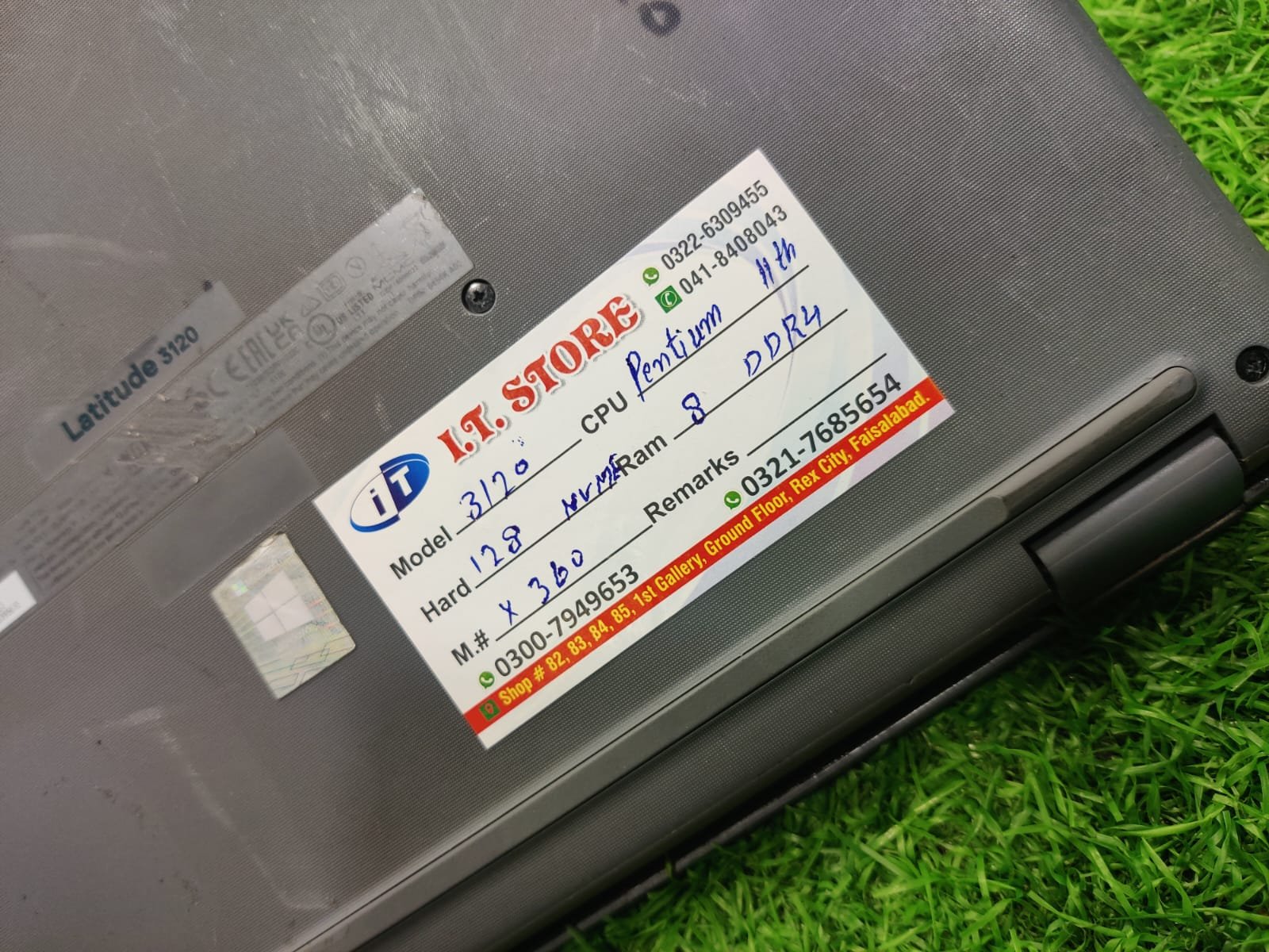 dell latitude 3120 laptop bottom back sticker view itstore info