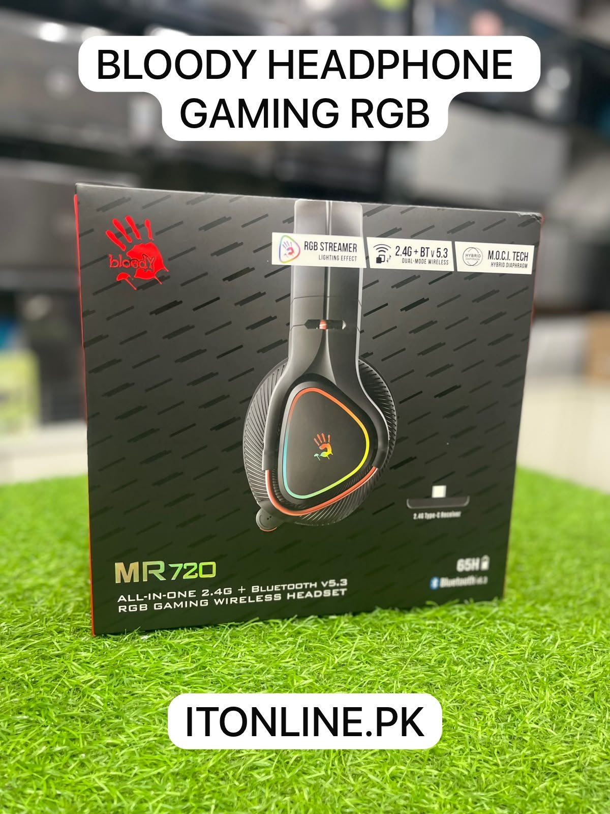 bloody mr720 rgb gaming wireless headset box pack front view itonline pk