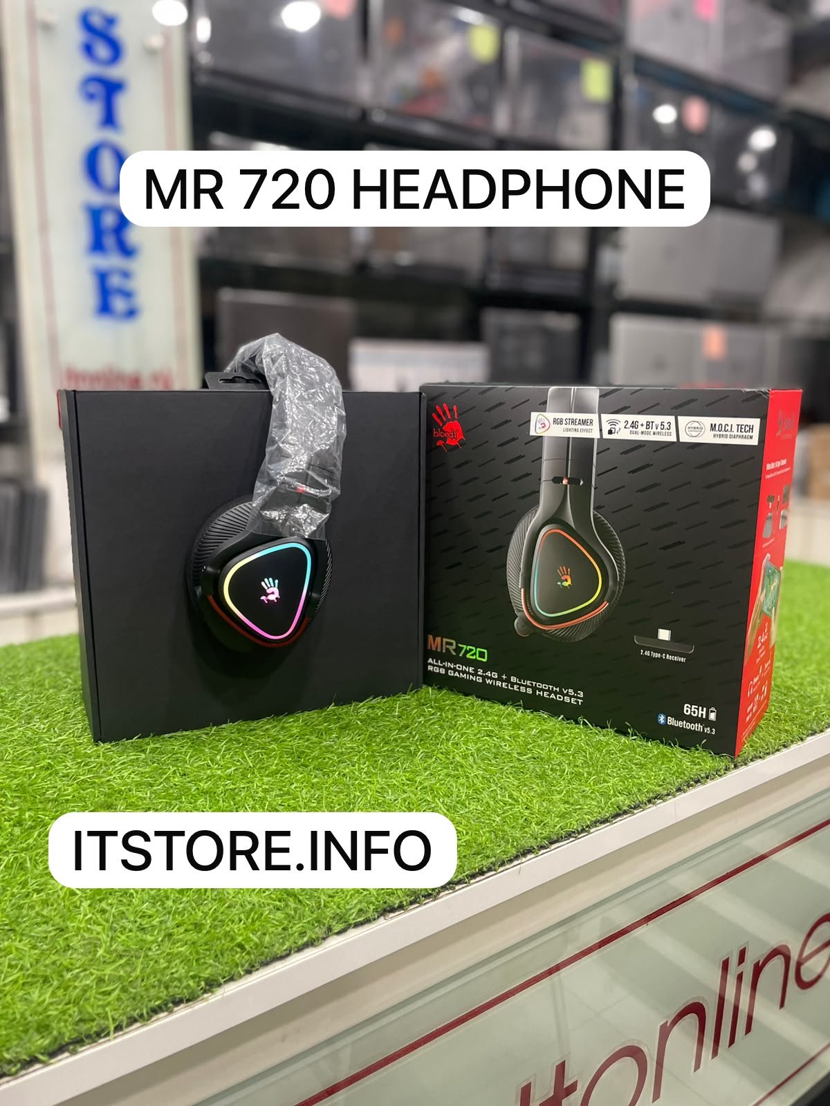 bloody mr720 rgb gaming wireless headset box pack front view itonline pk