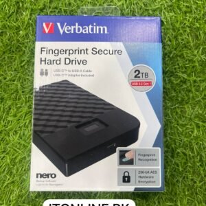 verbatim 2tb fingerprint hard drive specs 256 bit aes encryption back view itstore info