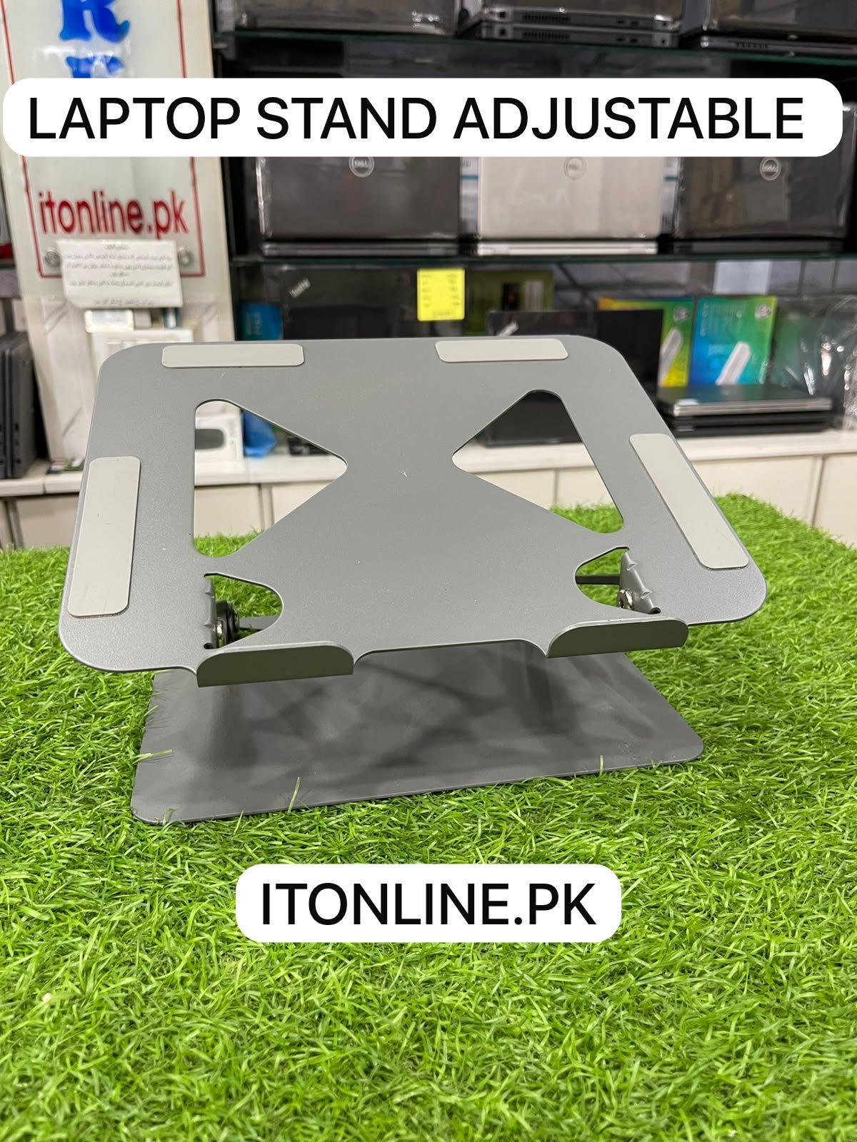 aluminium adjustable laptop stand side angle view height adjustment itstore info